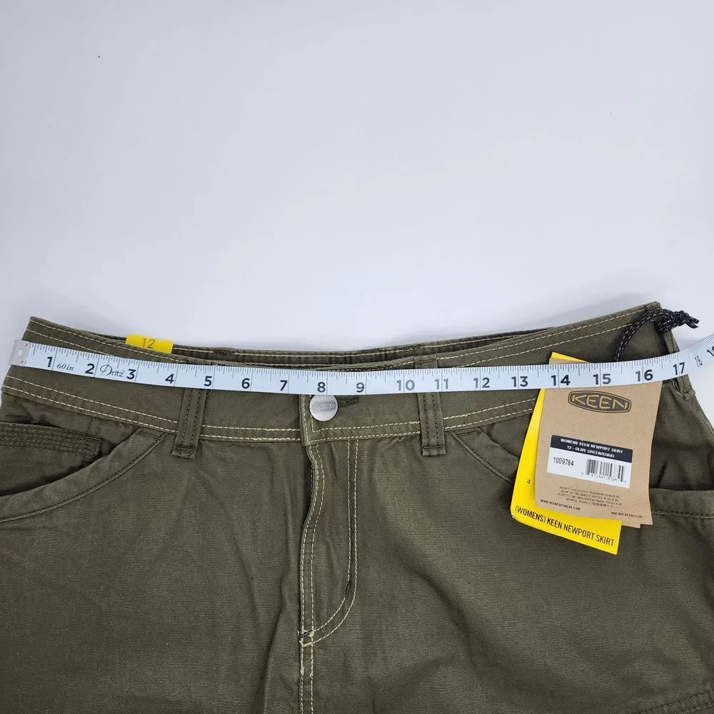 Keen Newport Skirt Women's 12 Utility Canvas Pockets Outdoors Hiking Olive Green